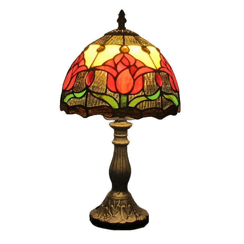 Lampe de chevet Tiffany tulipe en vitrail