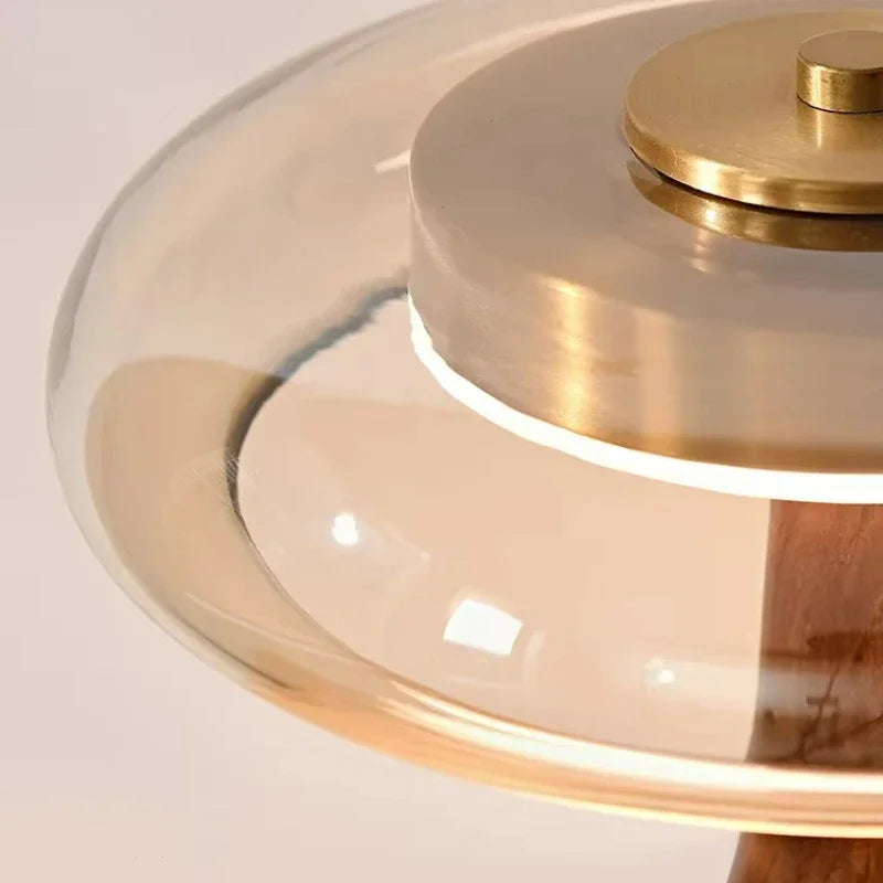 Lampe de chevet vintage en bois et verre