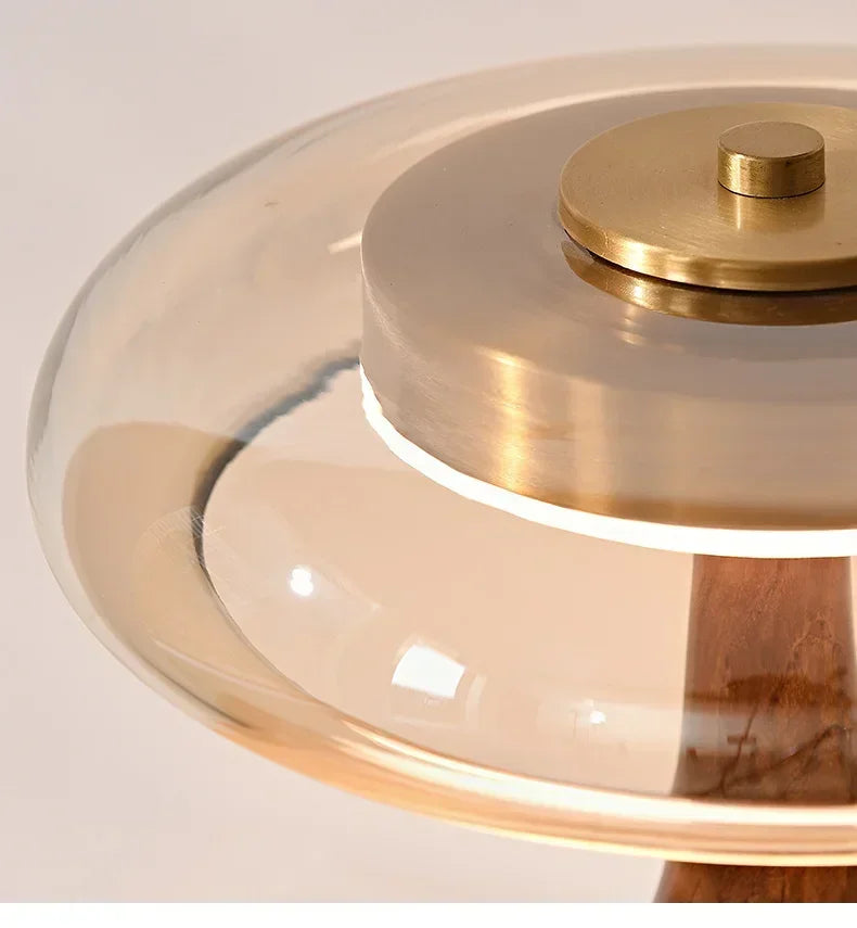 Lampe de chevet vintage en bois et verre