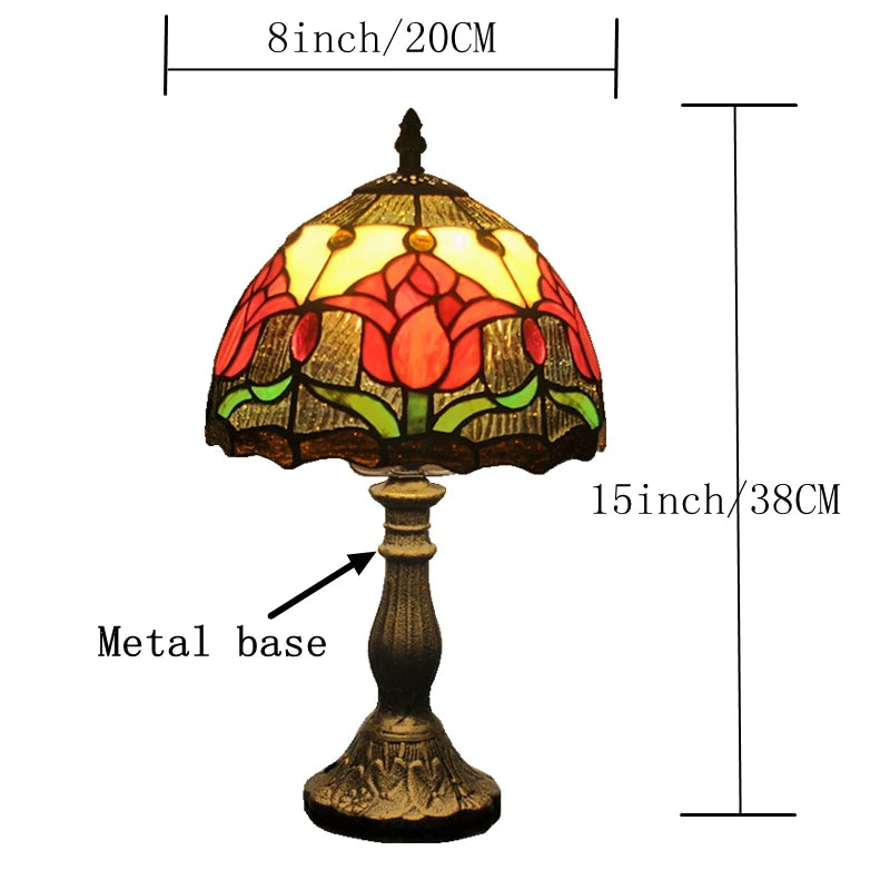 Lampe de chevet Tiffany tulipe en vitrail