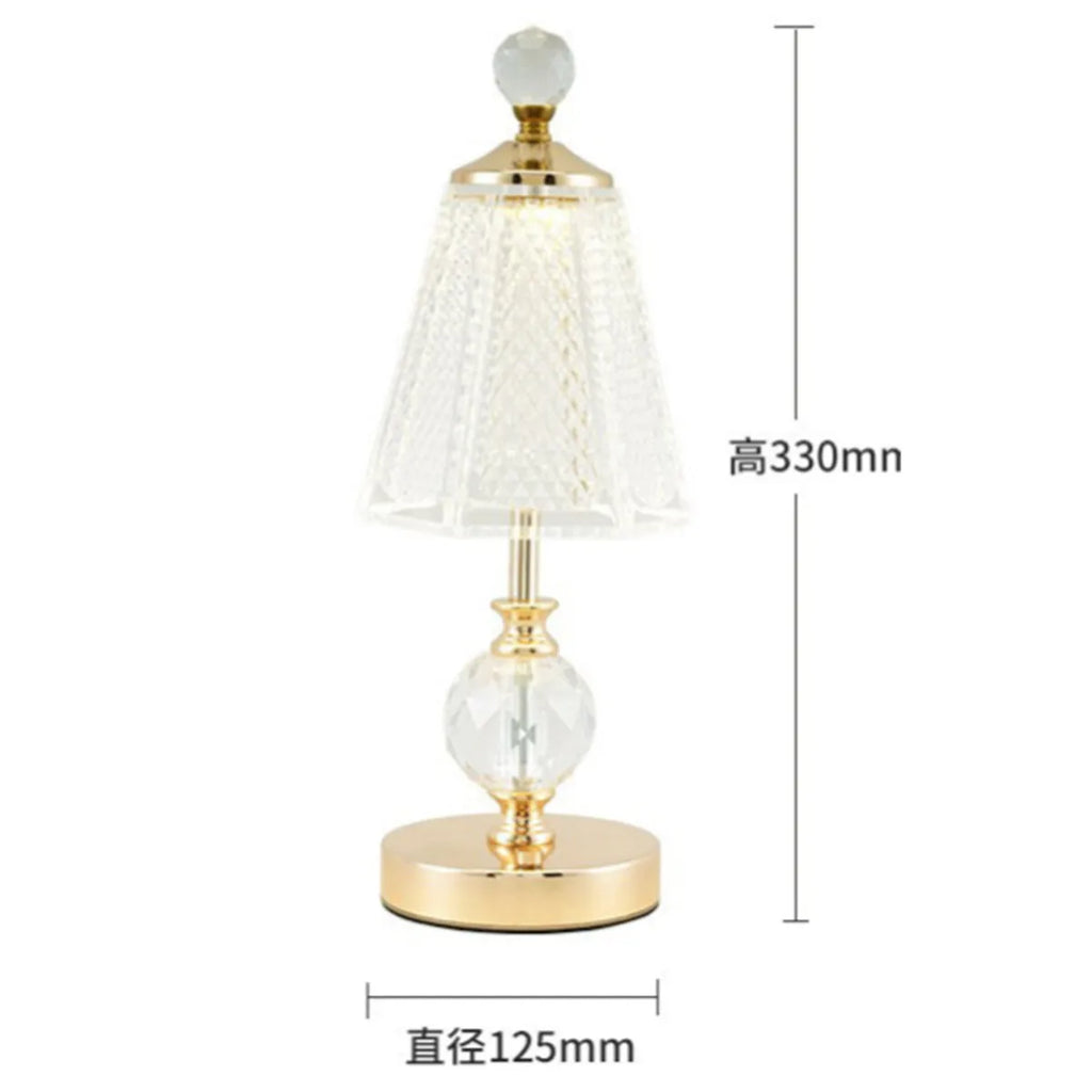 Lampe de chevet Cristal et pied Dorée