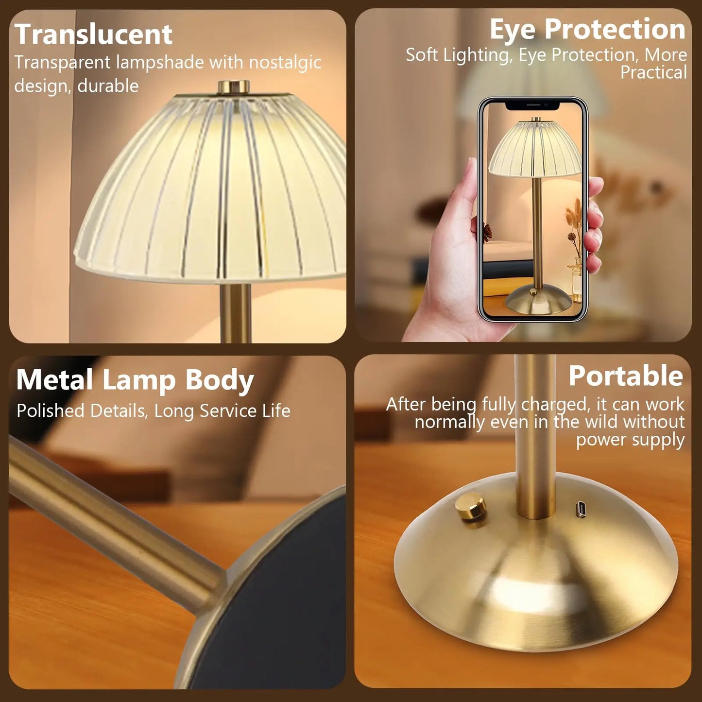 Lampe de chevet en Laiton et abat-jour tissu