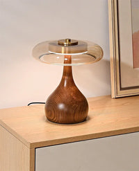 Lampe de chevet vintage en bois et verre
