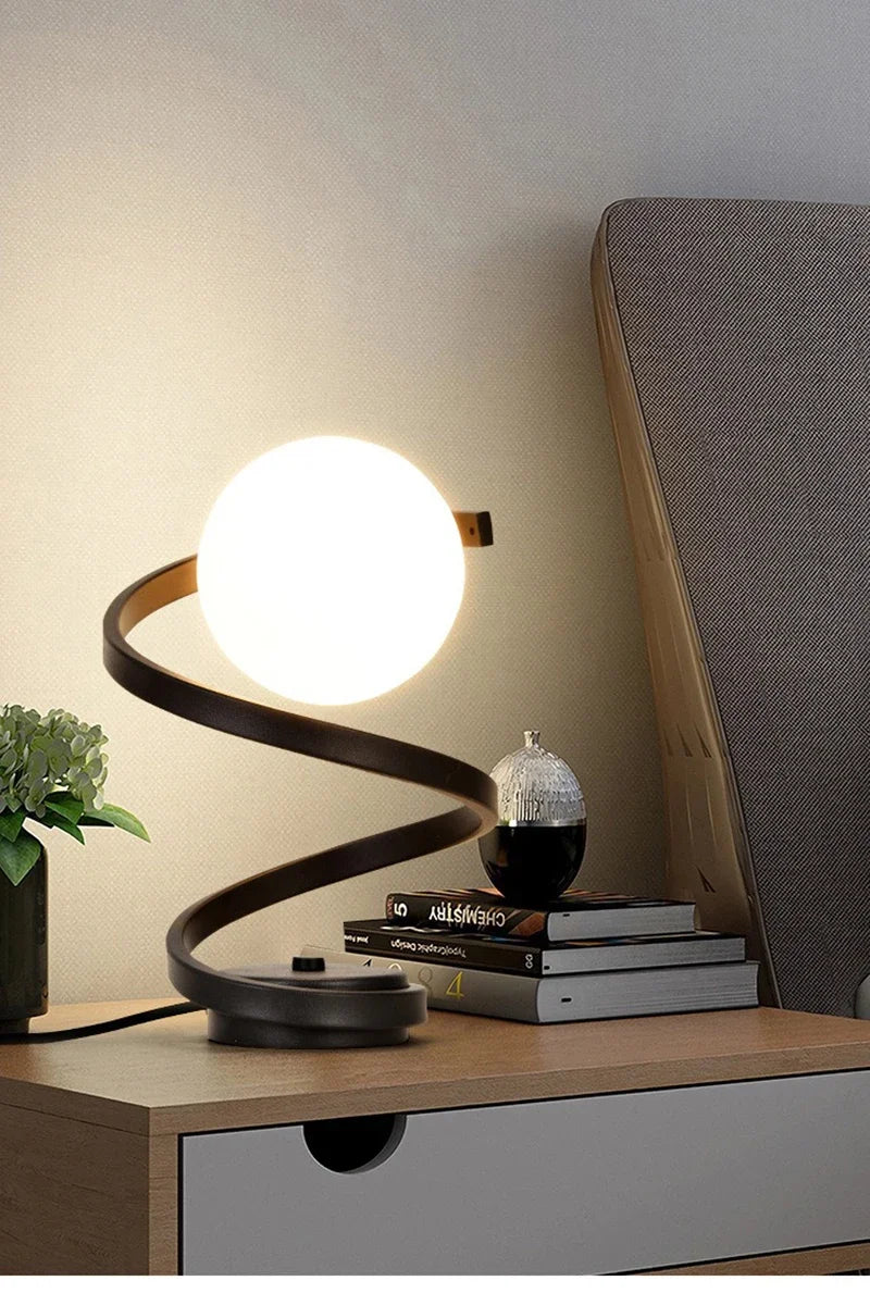 Lampe de chevet vintage en verre strié