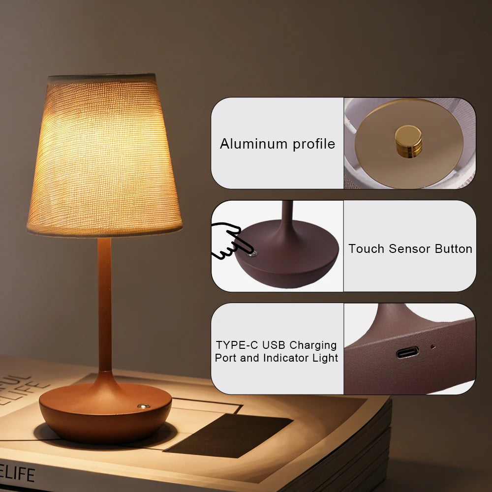 Lampe de Chevet en Tissu LED