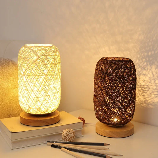 Lampe de chevet Bambou et corde de chanvre