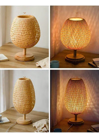 Lampe de chevet en Osier et pied en Bois