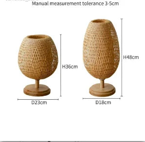 Lampe de chevet en Osier et pied en Bois