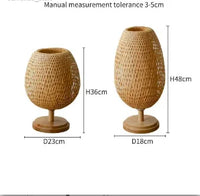 Lampe de chevet en Osier et pied en Bois