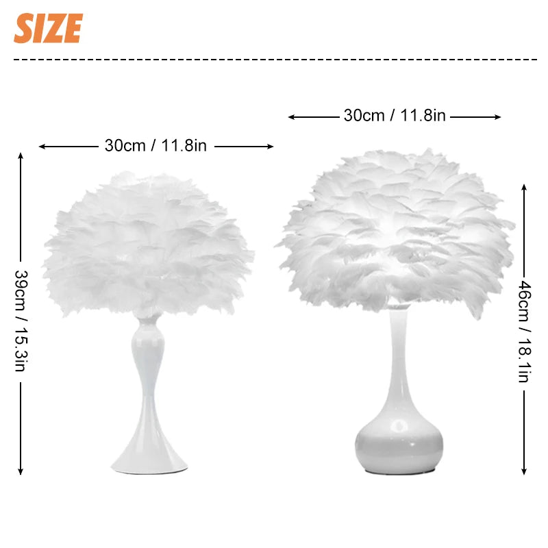 Lampe de Chevet abat-jour plume