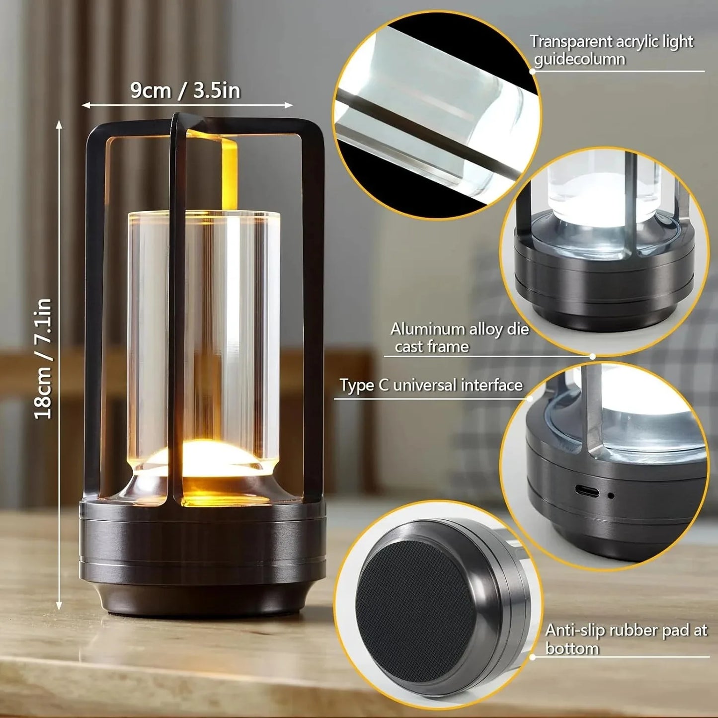 Lampe de chevet industrielle noir