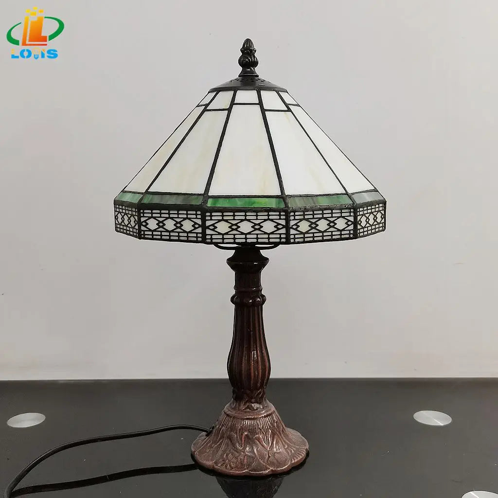 Lampe de chevet Tiffany en vitrail géométrique