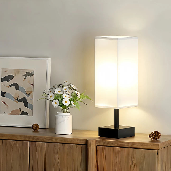 Lampe de chevet Tissu Blanc rectangle
