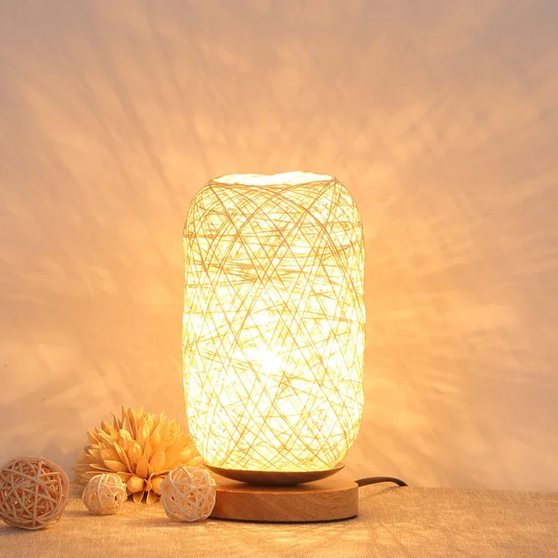 Lampe de chevet Bambou et corde de chanvre