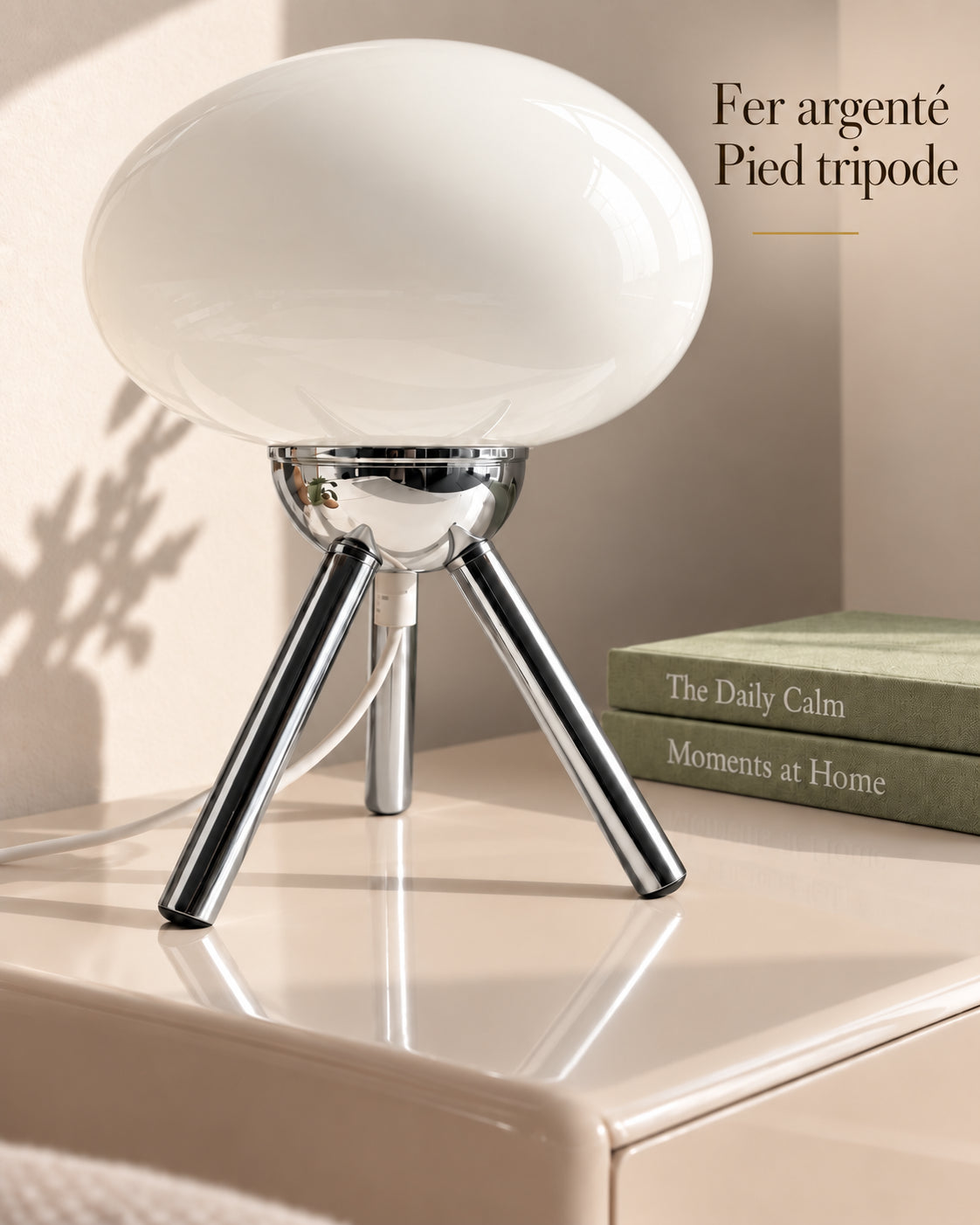 Lampe Bianca en fer argenté avec pied tripode