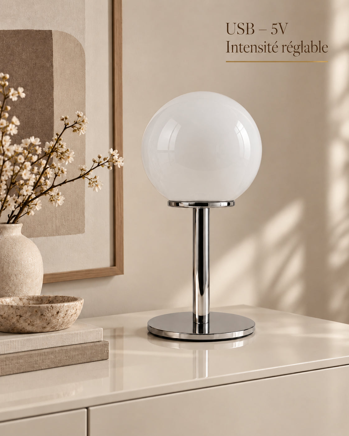 Lampe Candida alimentée en USB 5V avec intensité réglable