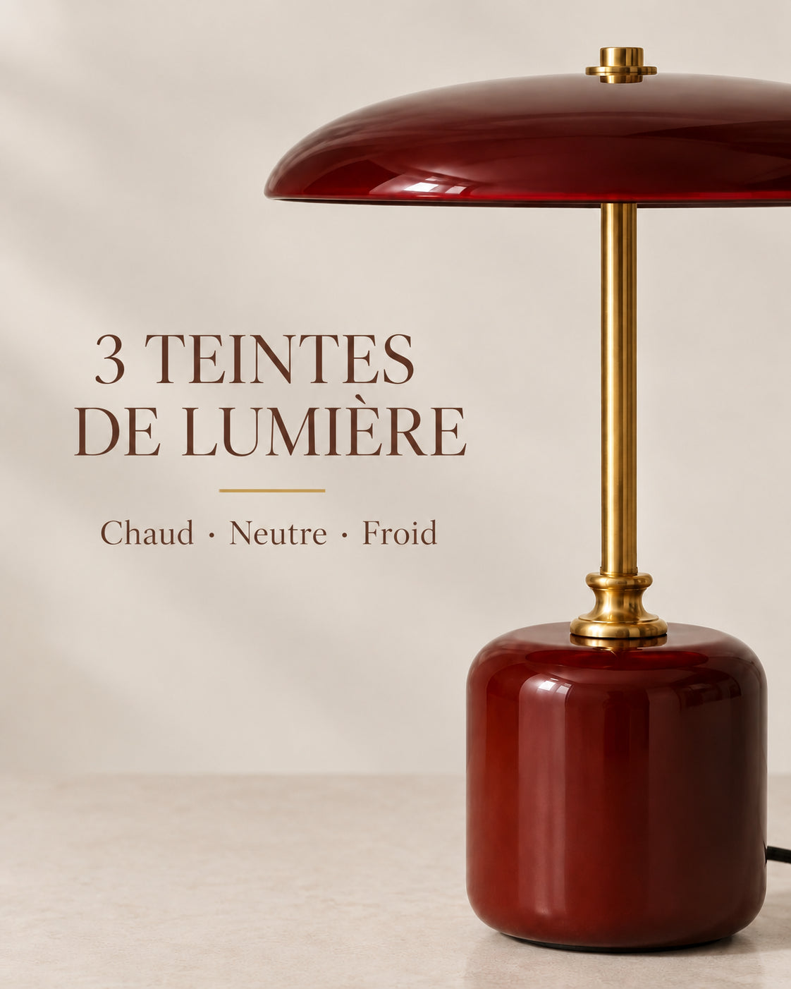 Lampe Carmin avec trois teintes de lumière