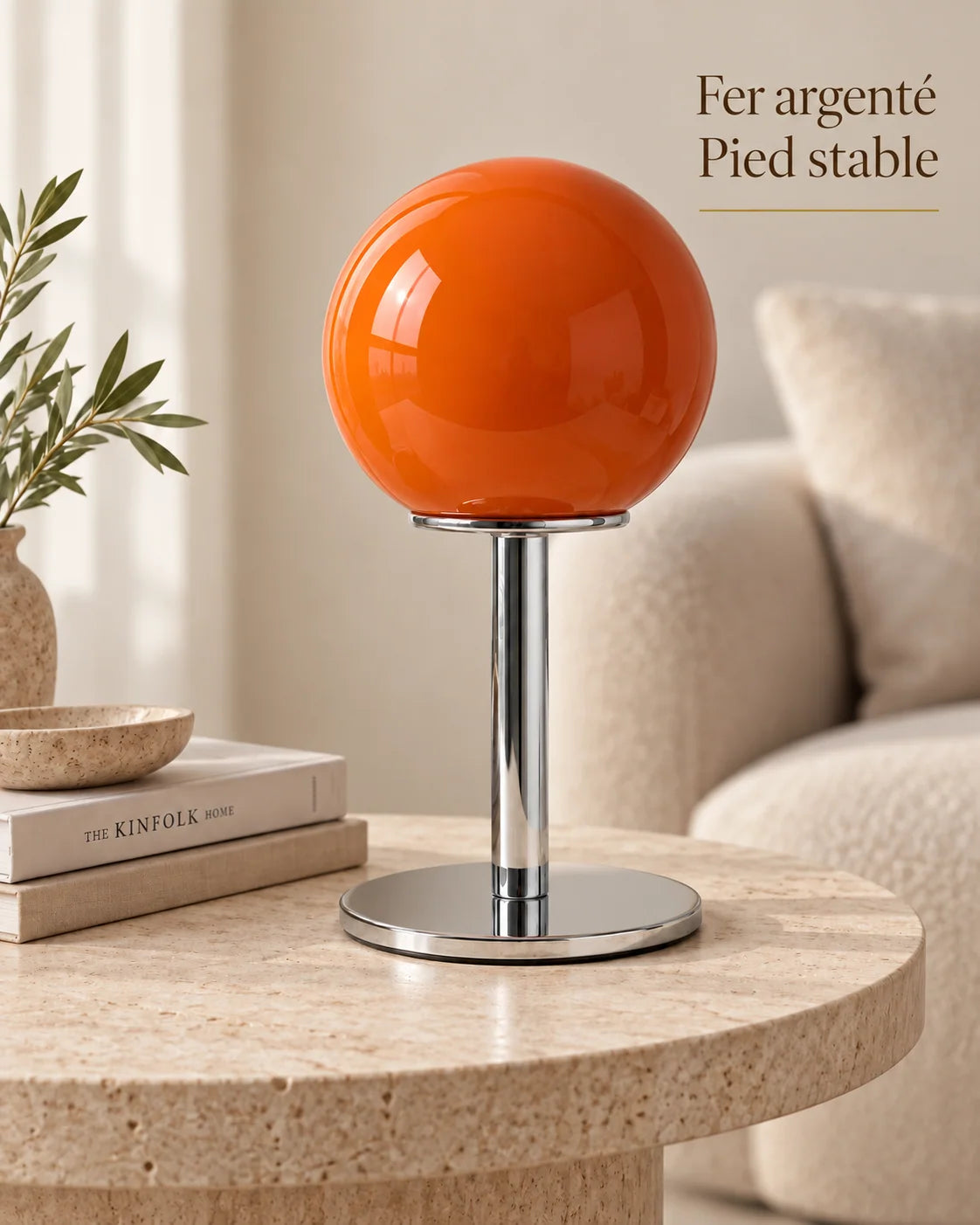 Lampe Mandarina en fer argenté avec pied stable