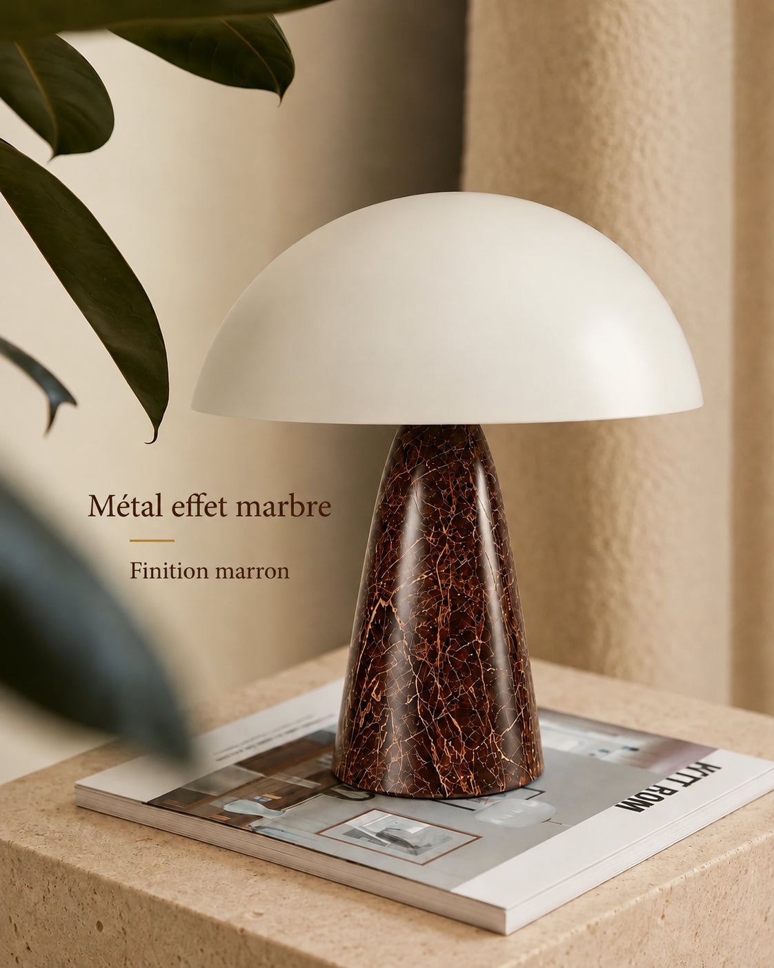 Lampe matera — Métal effet marbre Finition marron