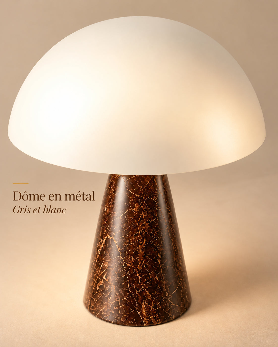 Lampe matera — Dôme en métal Gris et blanc