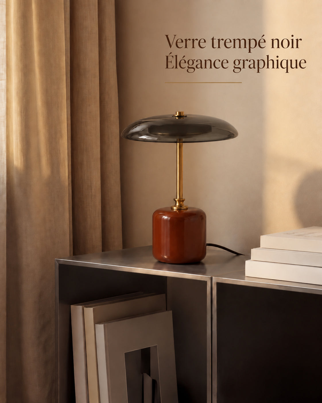 Lampe Nera en verre trempé noir au style graphique
