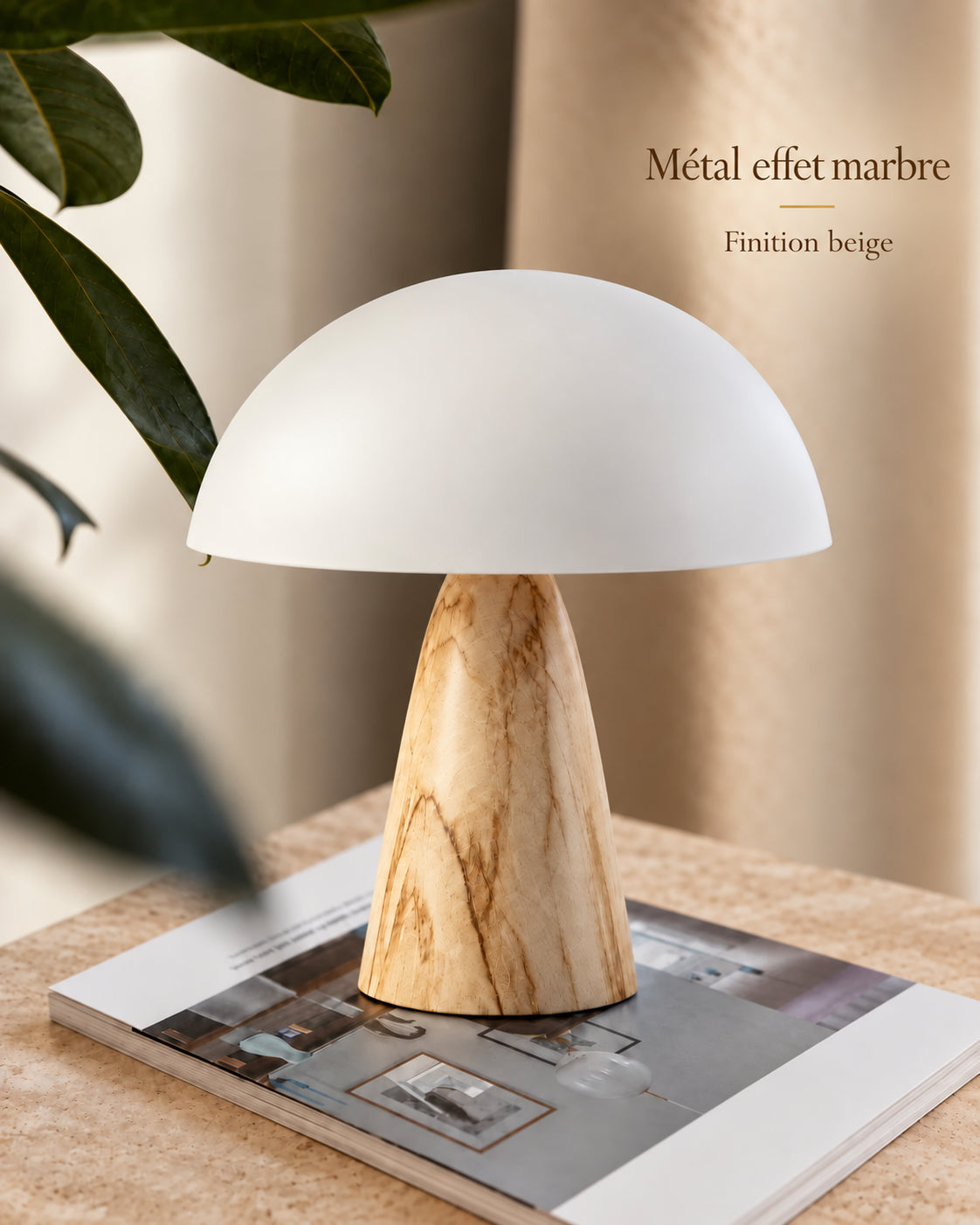 Lampe otranto — Métal effet marbre Finition beige