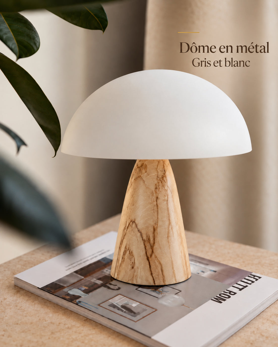 Lampe otranto — Dôme en métal Gris et blanc