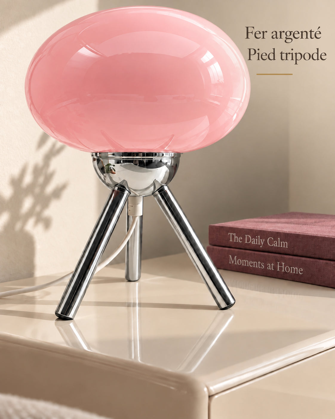 Lampe Petalo en fer argenté avec pied tripode