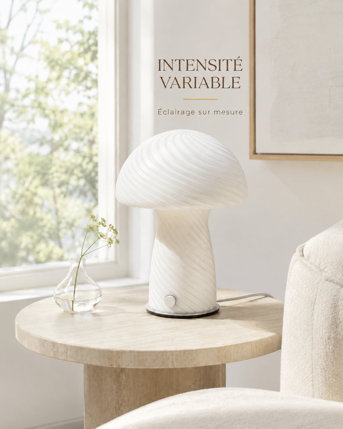 Lampe Rosette blanche — intensité ou batterie