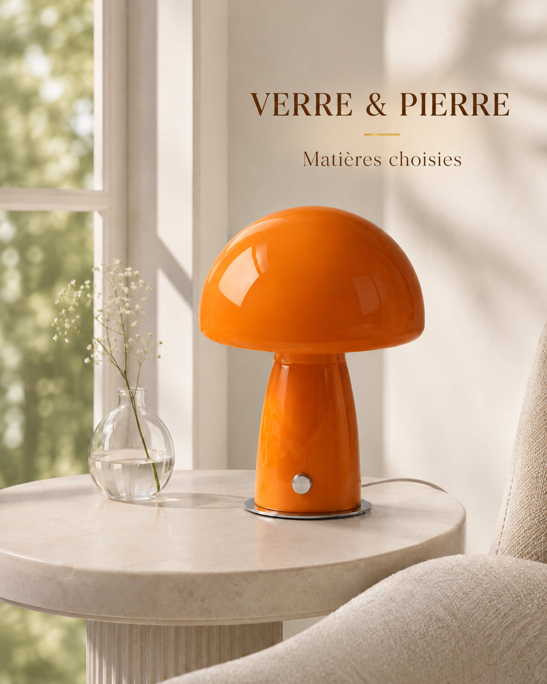 Lampe Rosette orange — commande ou matières