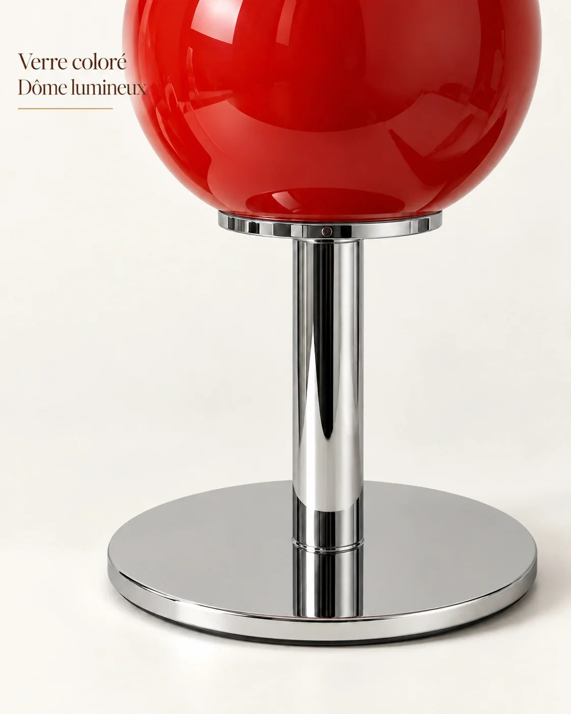 Lampe Rubino en verre coloré avec dôme lumineux