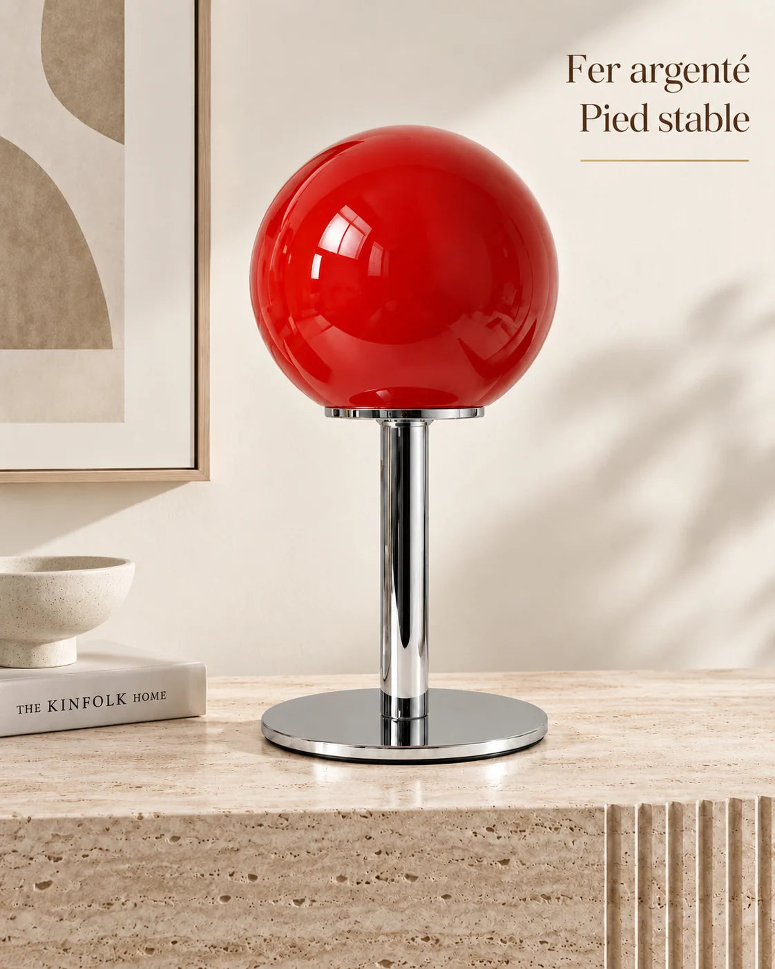 Lampe Rubino en fer argenté avec pied stable