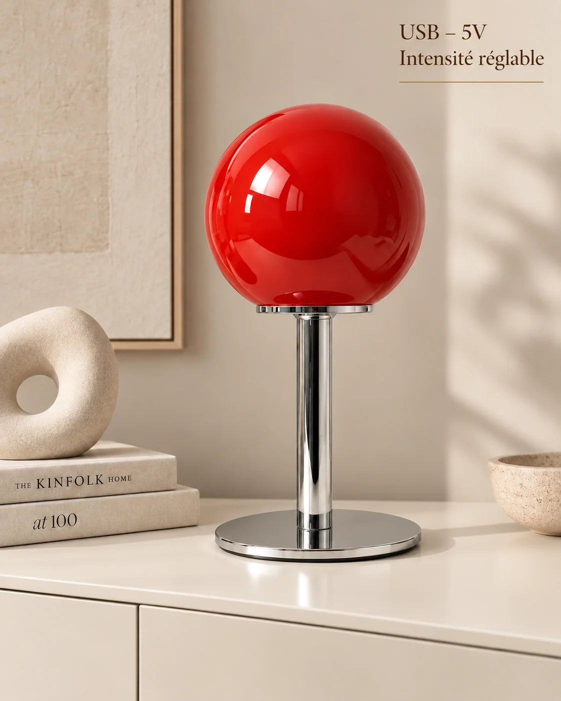 Lampe Rubino alimentée en USB 5V avec intensité réglable