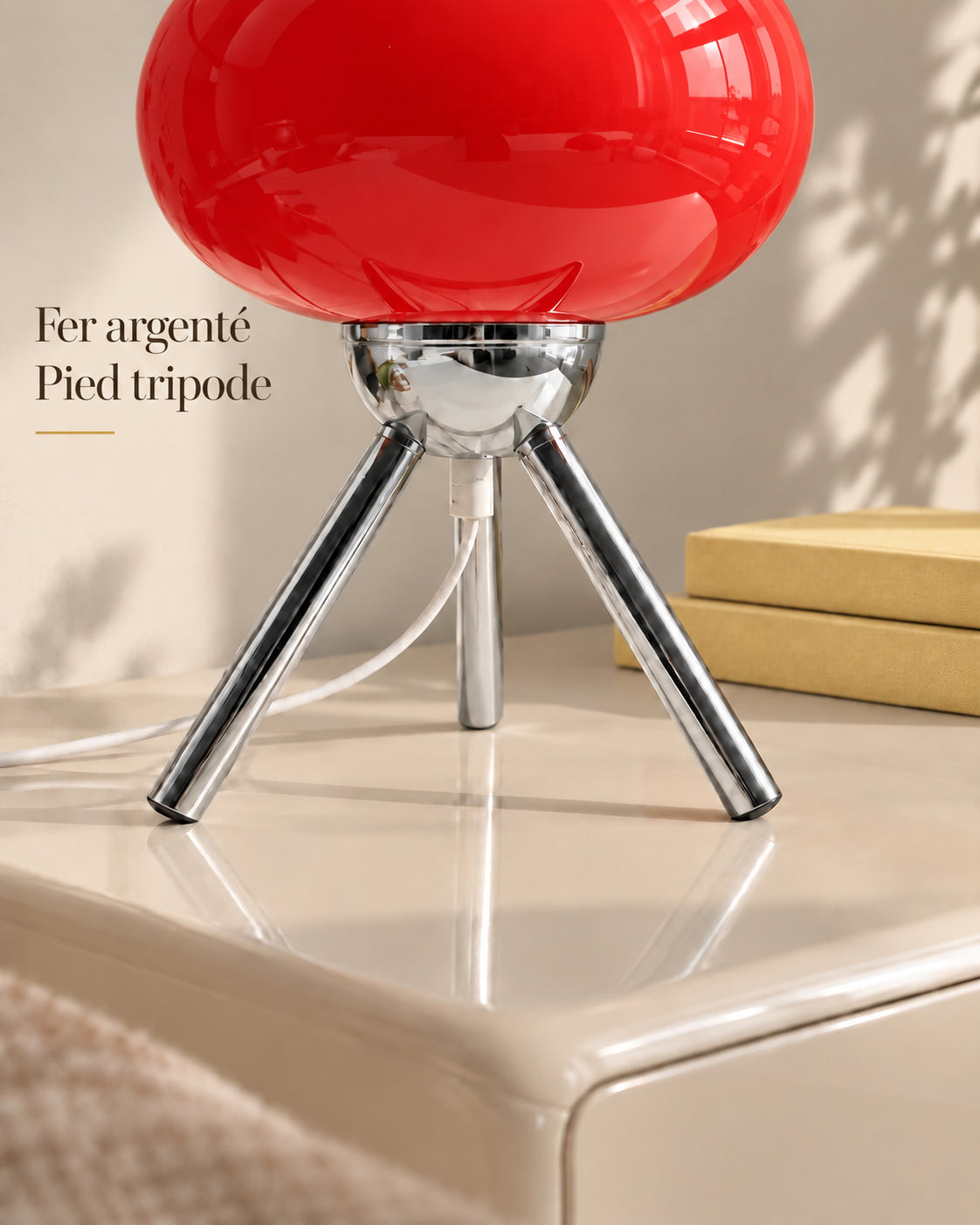 Lampe Scarlatta en fer argenté avec pied tripode