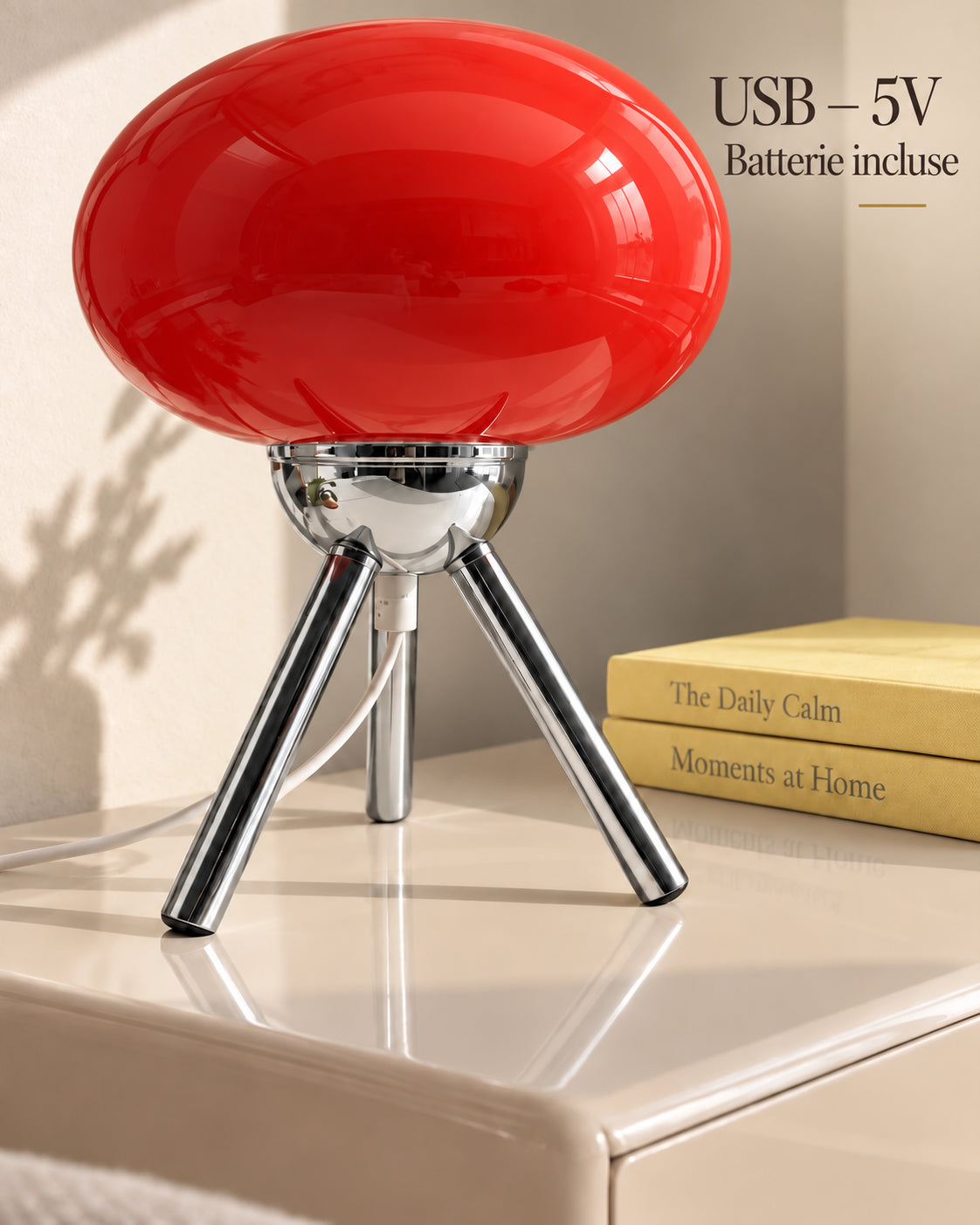 Lampe Scarlatta alimentée en USB 5V avec batterie incluse