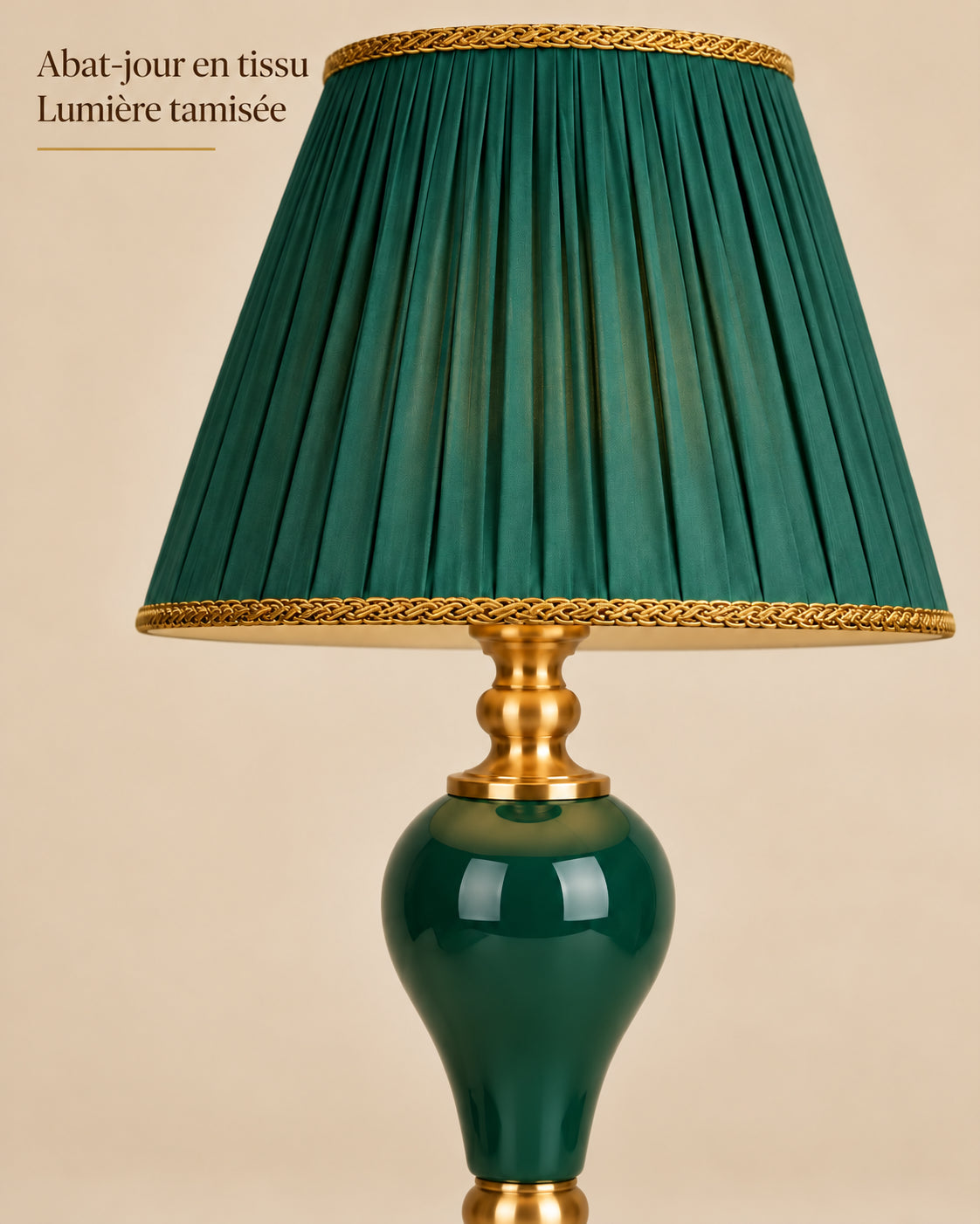 Lampe Sienne avec abat-jour en tissu et lumière tamisée