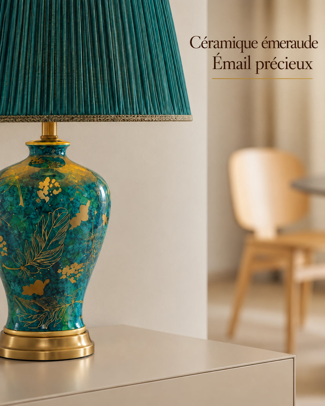 Lampe Smeralda en céramique émeraude à l’émail précieux