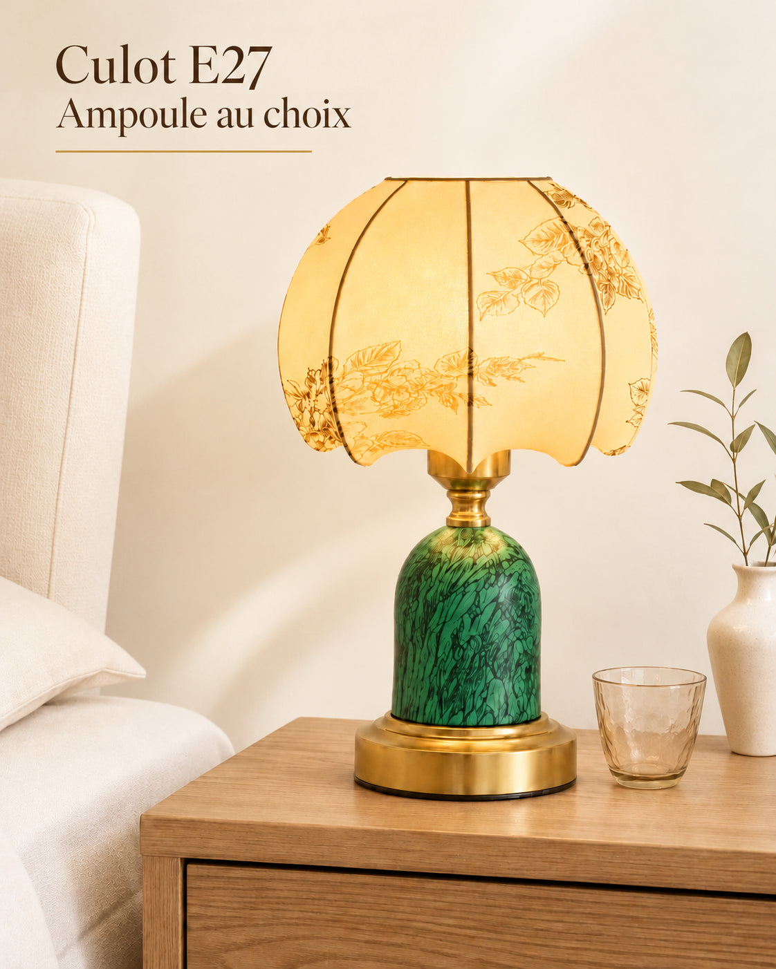 Lampe Smeraldina avec culot E27 pour ampoule au choix