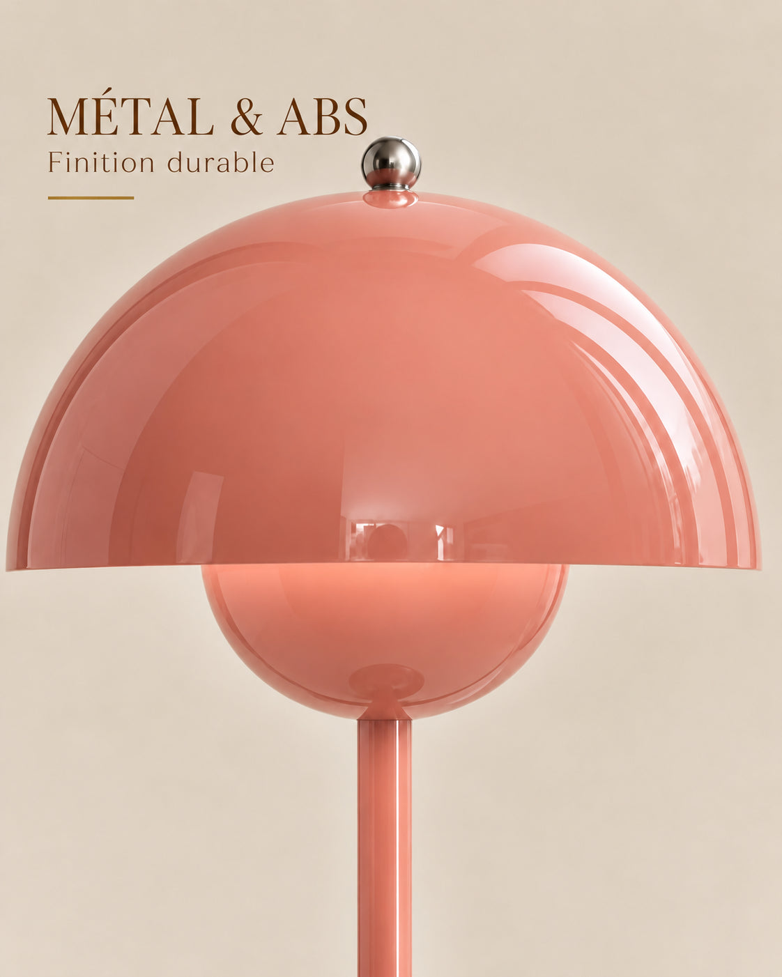 Lampe Spora rose — matière et finition