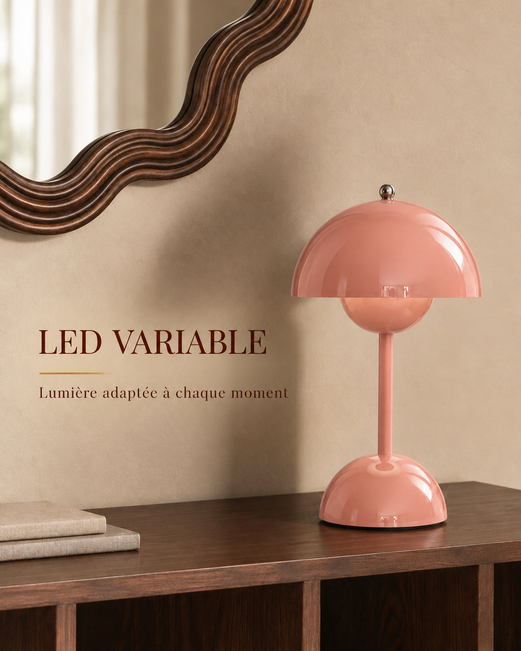Lampe Spora rose — LED incluse