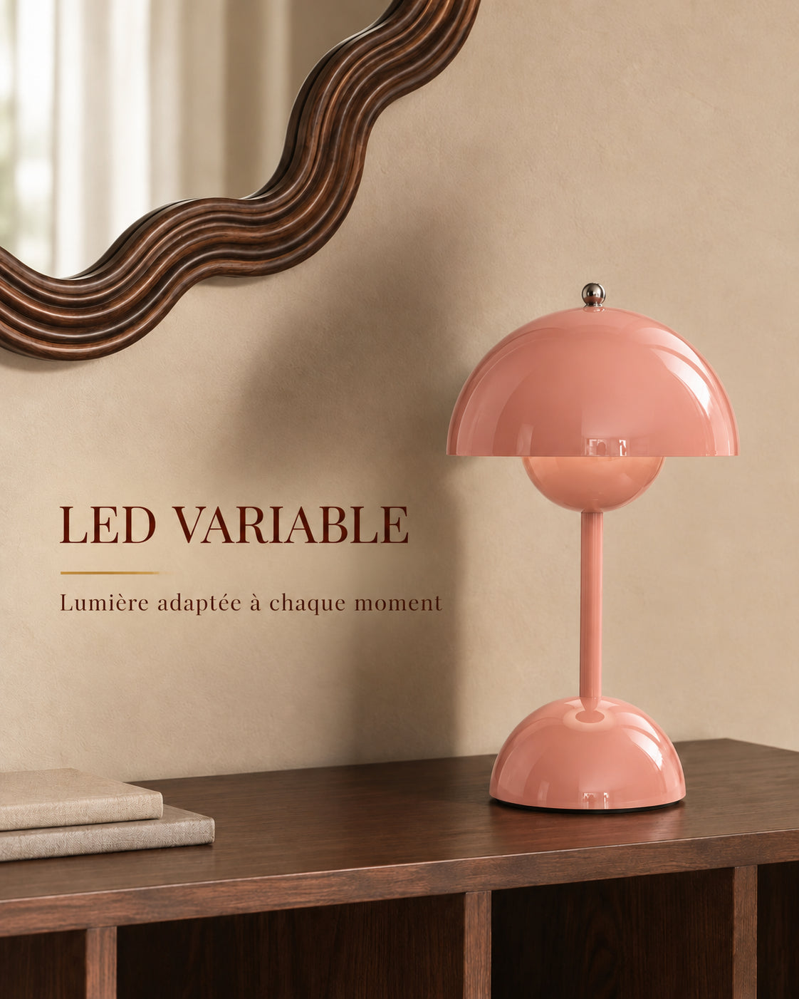 Lampe Spora rose — LED incluse