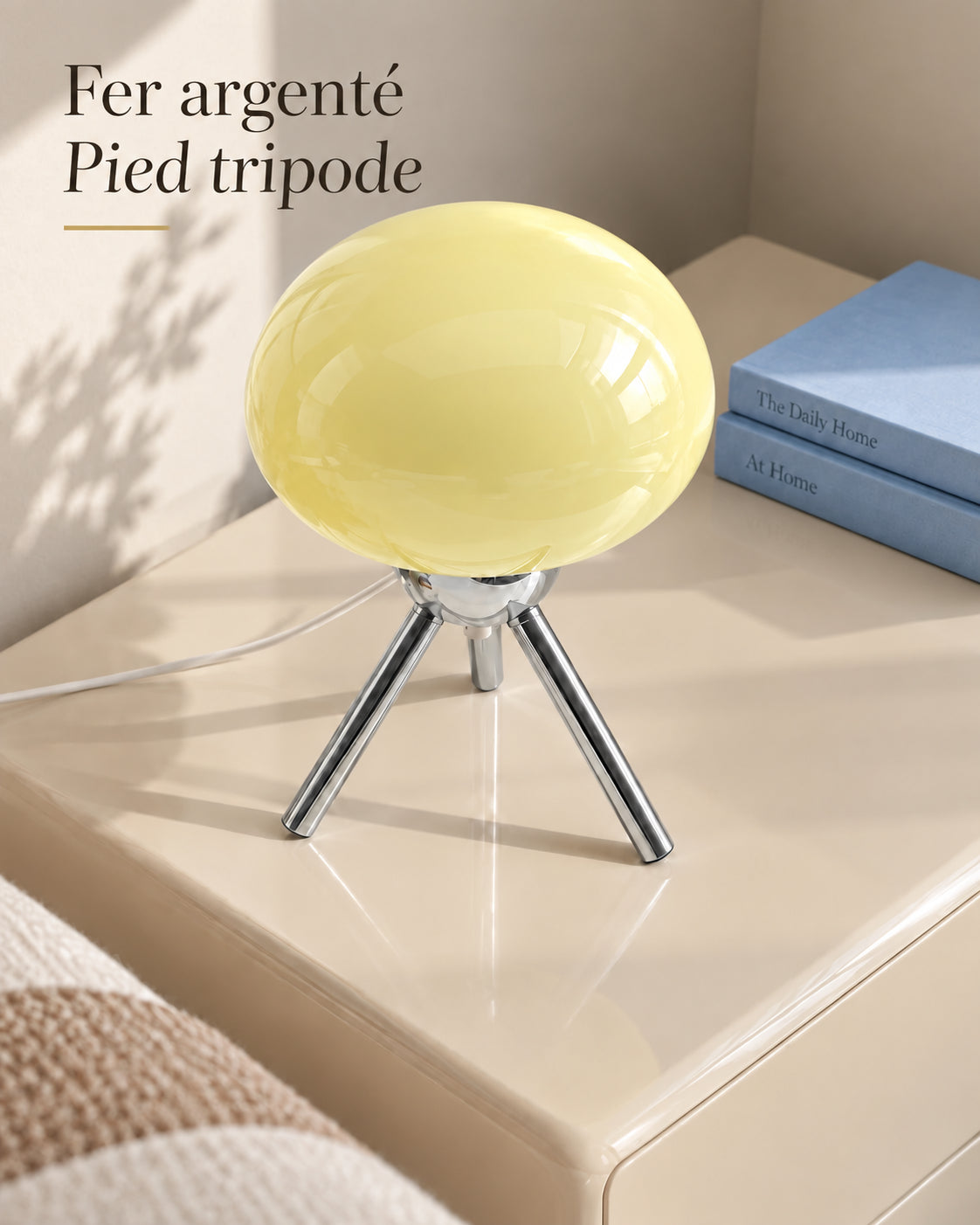 Lampe Vaniglia en fer argenté avec pied tripode