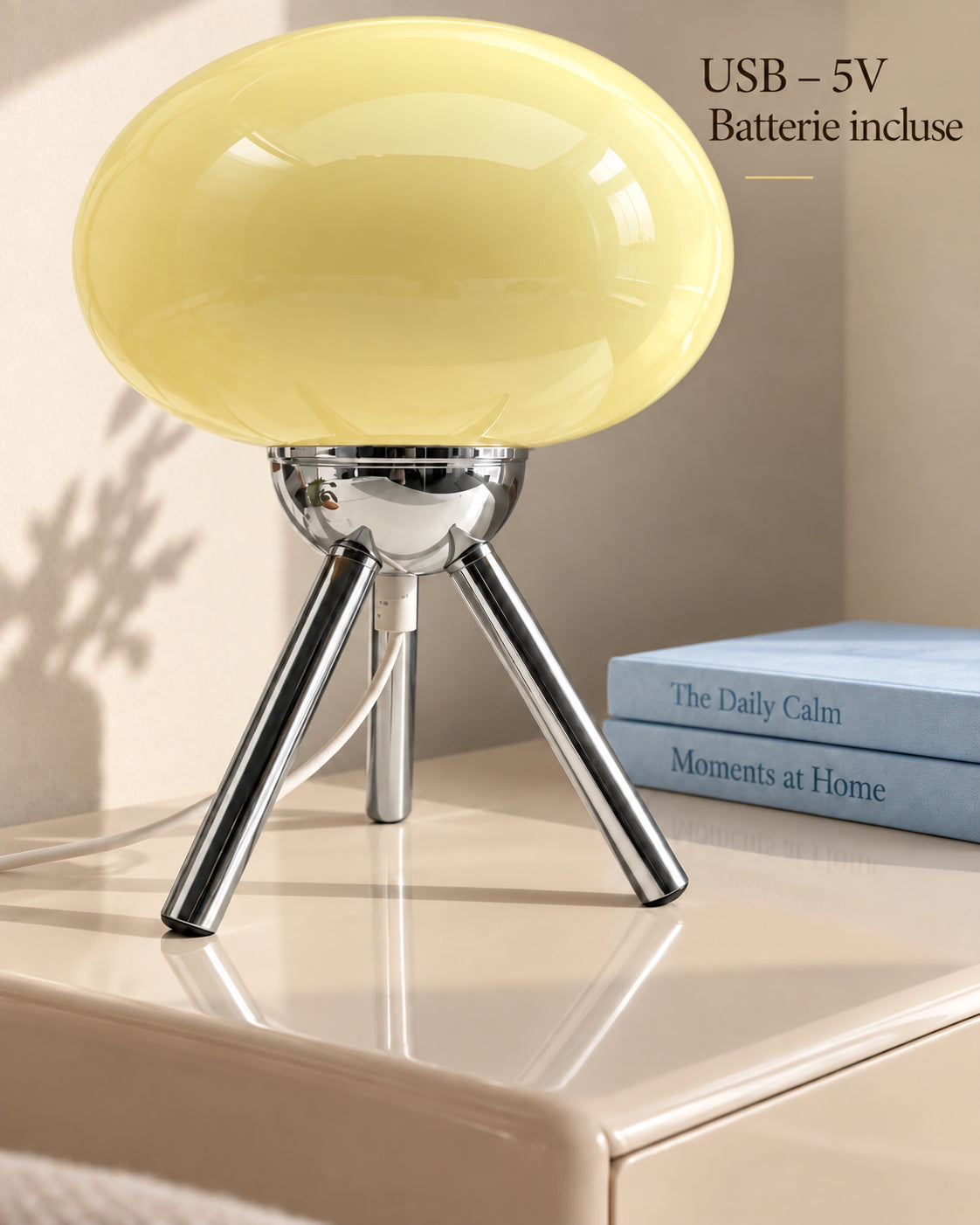 Lampe Vaniglia alimentée en USB 5V avec batterie incluse