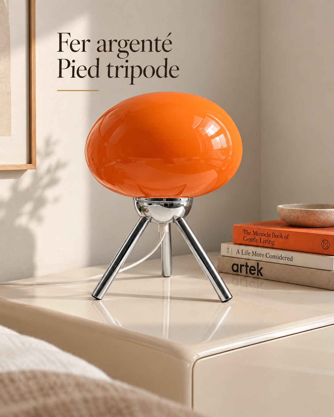 Lampe Zafferano en fer argenté avec pied tripode
